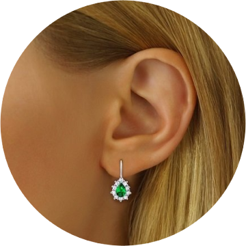 12545 Stříbrné náušnice se zeleným kamenem Swarovski Created Stones 31866G+